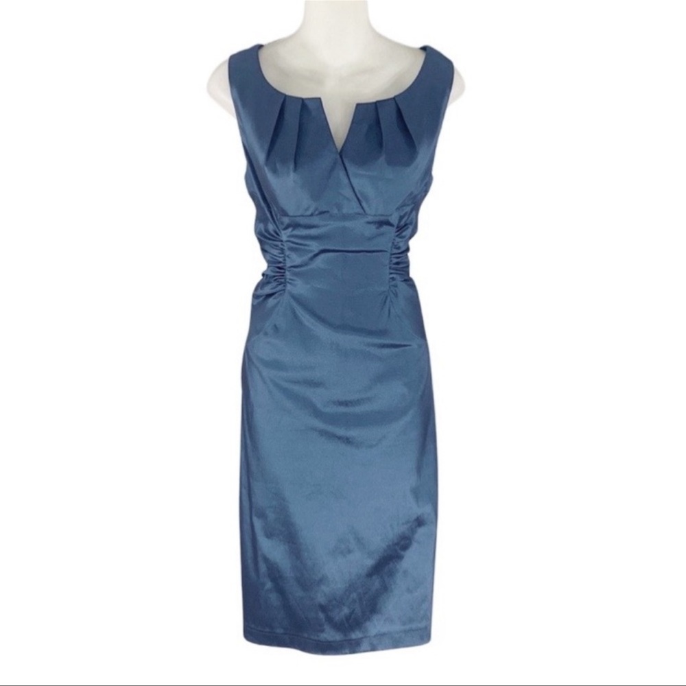 Adrianna Papell Split Neck Taffeta Sheath Dress | 2P